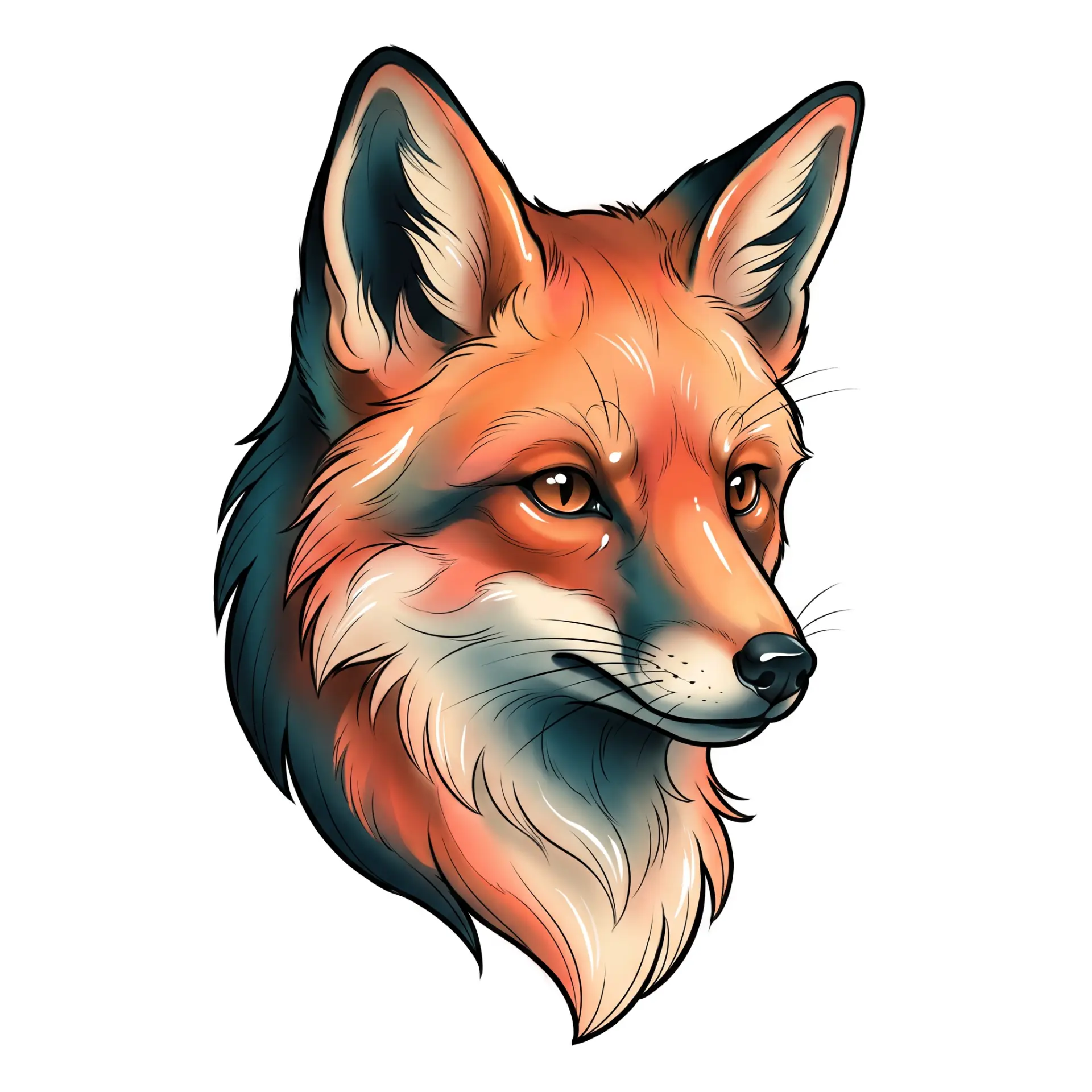 Neo-traditional fox — our painted fox by Inkbundles