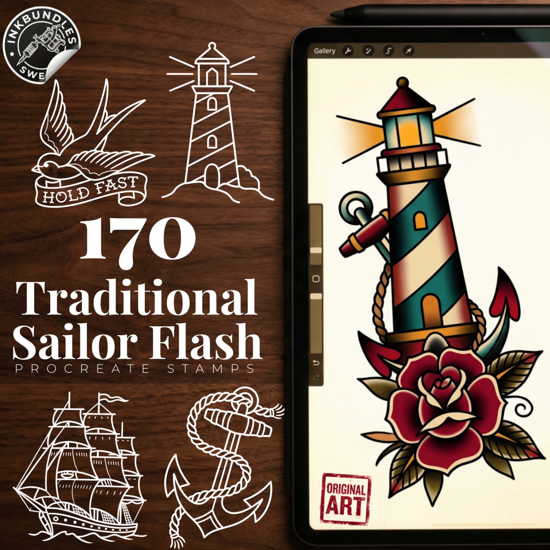 170 Traditional Sailor Flash Procreate stamps